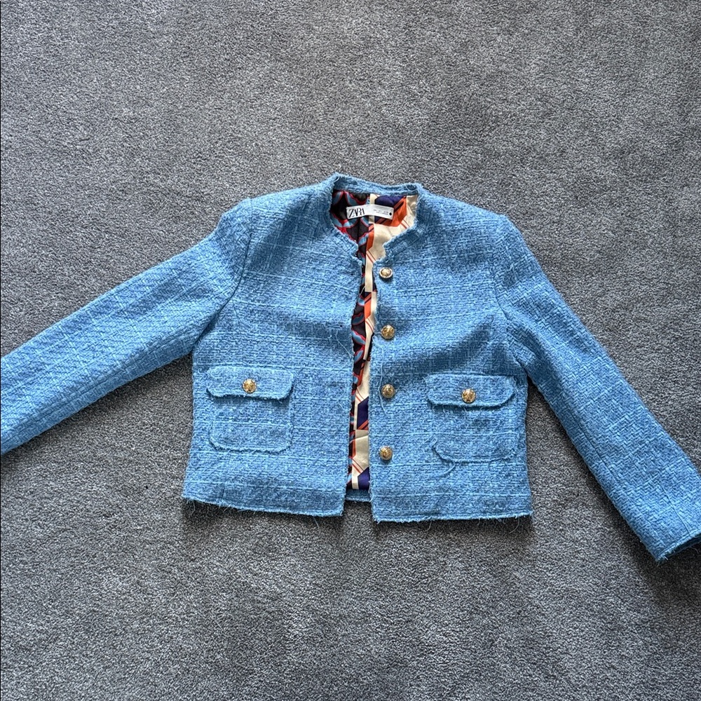 Zara Blue Jacket with Gold Accents